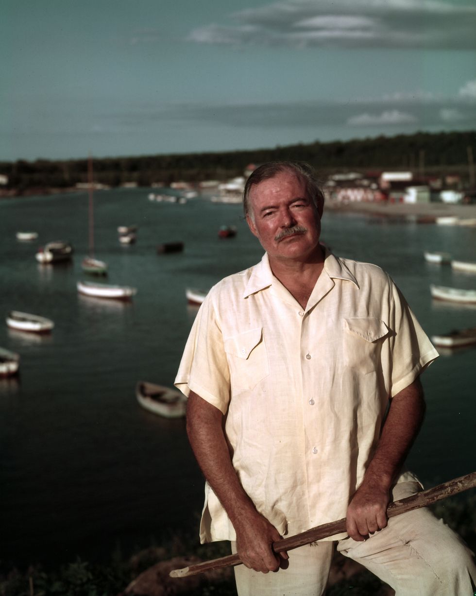 Ernest Hemingway at a cuban fishing village