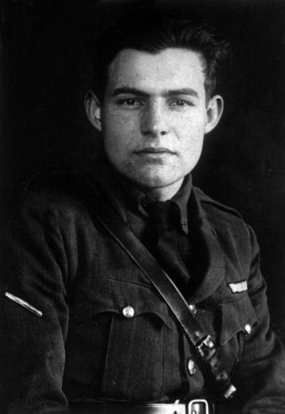 The portrait of Ernest Hemingway in uniform in 1917